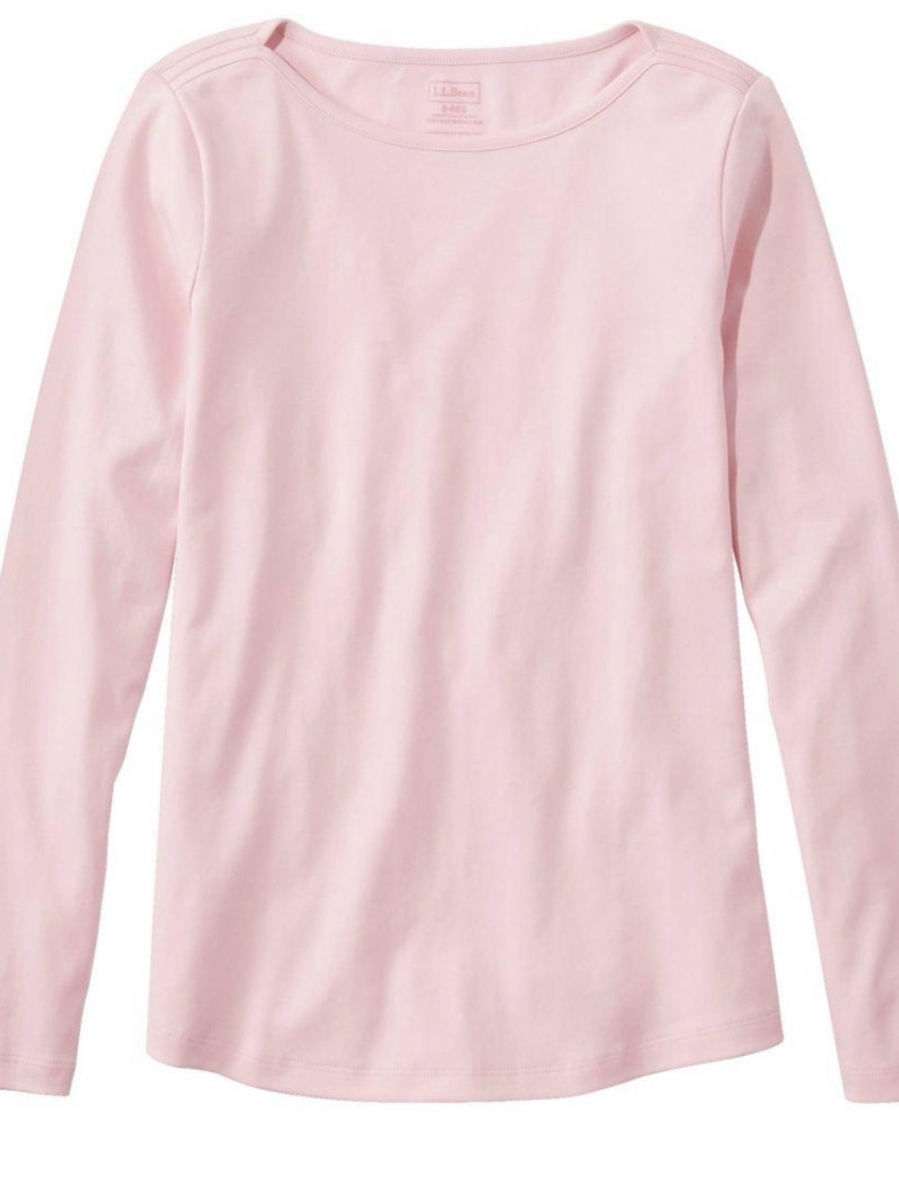 NWT L.L.Bean Supima Cotton Long Sleeve Boatneck Tee Pale Rose Women’s XL